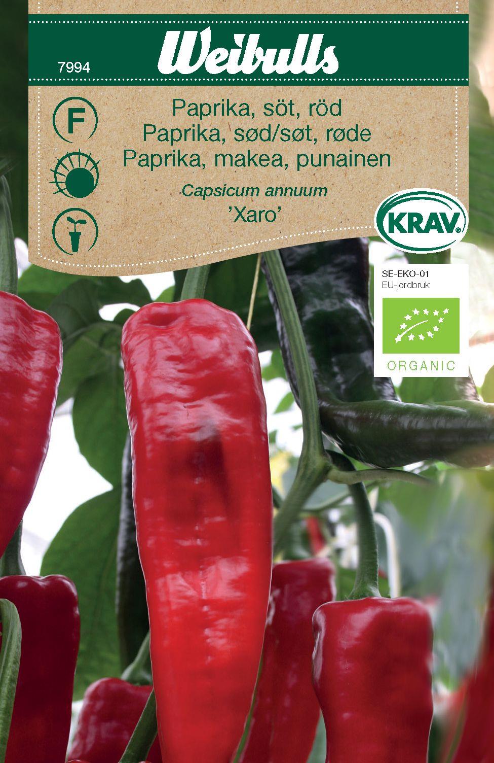 Weibulls Paprika söt, röd KRAV Xaro, spetspaprika