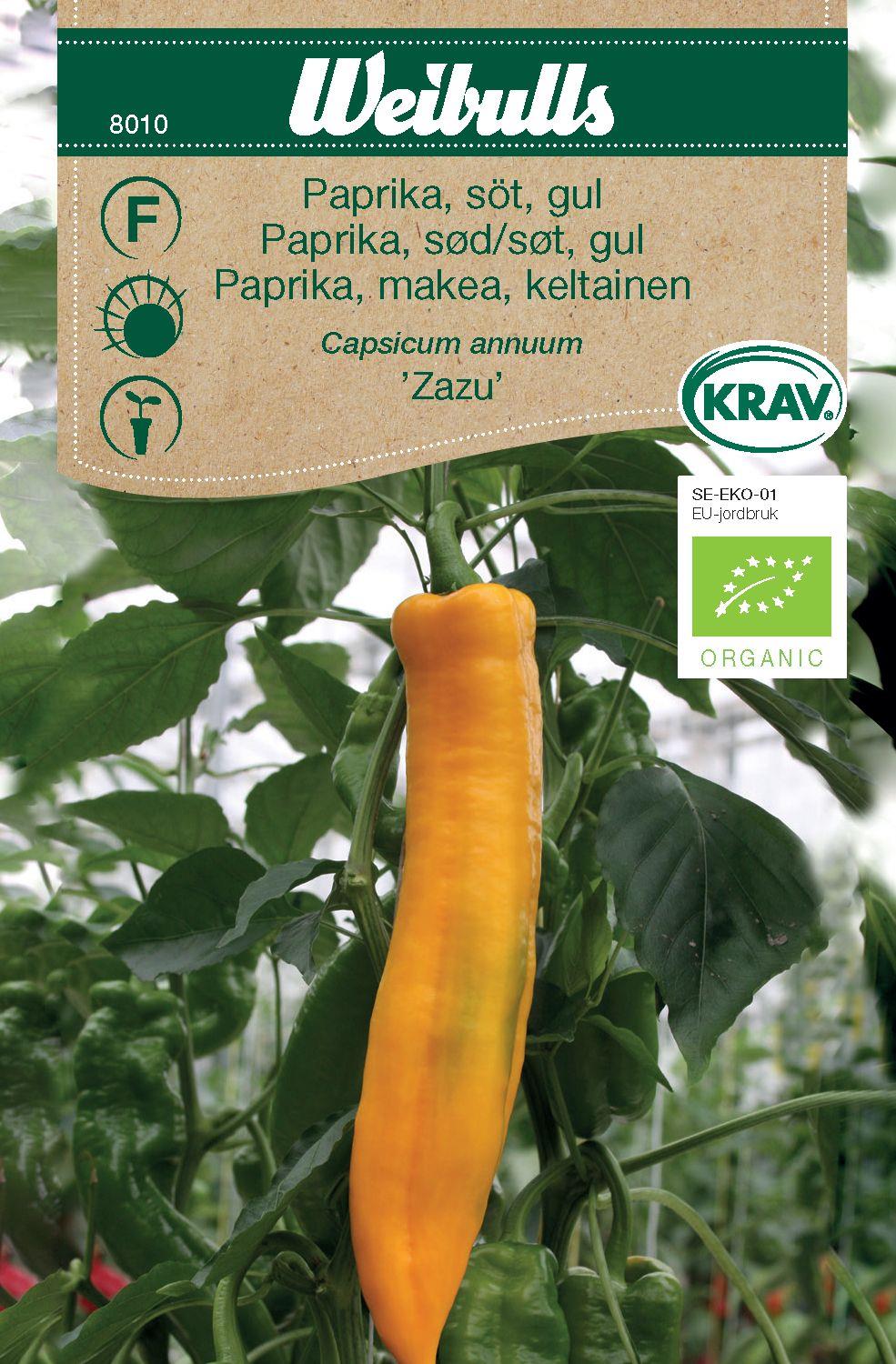 Weibulls Paprika söt, gul KRAV Zazu, spetspaprika
