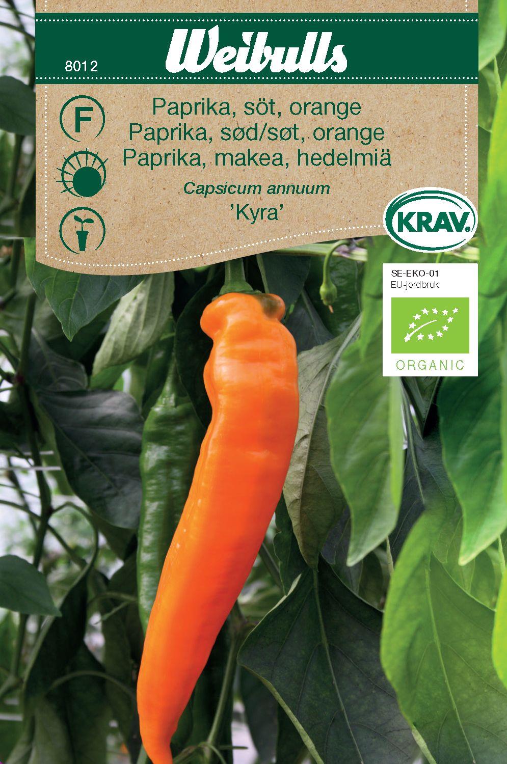 Weibulls Paprika söt,orange KRAV Kyra, spetspaprika
